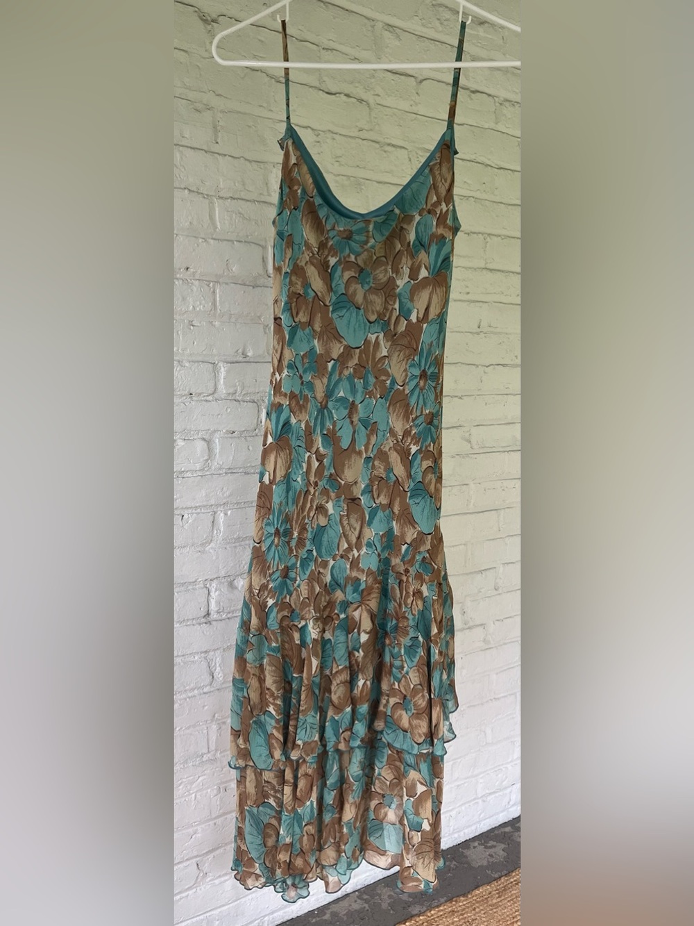 NINE WEST 100% Silk Drop Waist Dress with Asymmetrical Layered Skirt - Picture 5 of 6
